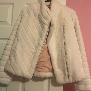 Elegant White Faux Fur Jacket